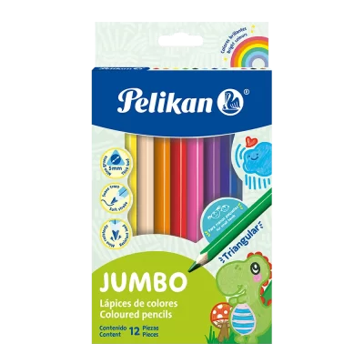 Crayón de madera jumbo pelikan caja de 12 colores