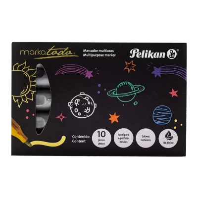 Marcador Markatodo Pelikan mediano c/10 plata metálico