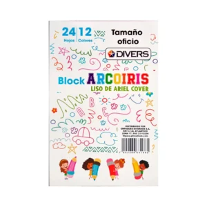 BLOCK ARCOIRIS DIVERS LISO ARIEL COVER OFICIO 24 HOJAS