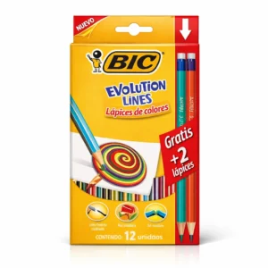 CRAYON BIC EVOLUTION HEXAGONAL LINES 12 LGO + 2LAP