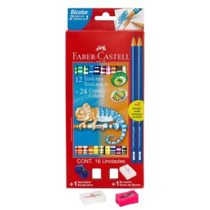 CRAYON DE MADERA FABER CASTELL TRIANGULAR BICOLOR 12LX24C