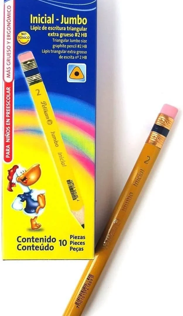 LAPIZ JUMBO PELIKAN TRIANGULAR INICIAL C/10