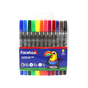 MARCADOR ESCOLAR FACELA DOBLE PUNTA F/M E/12 COLORES