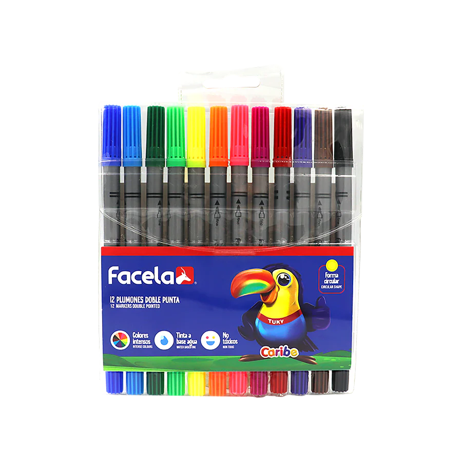 MARCADOR ESCOLAR FACELA DOBLE PUNTA F/M E/12 COLORES