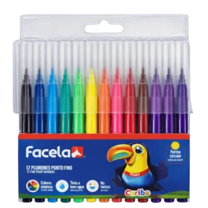 MARCADOR ESCOLAR FACELA FINO 12 COLORES