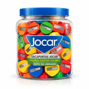 SACAPUNTAS JOCAR FIGURAS NEON COLORES BOTE DE 150