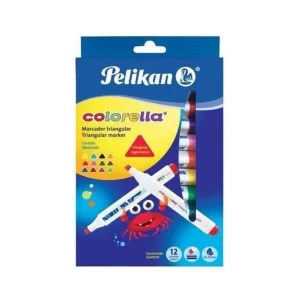MARCADOR COLORELLA PELIKAN TRIANGULAR SET-12 PUNTA BISELADA