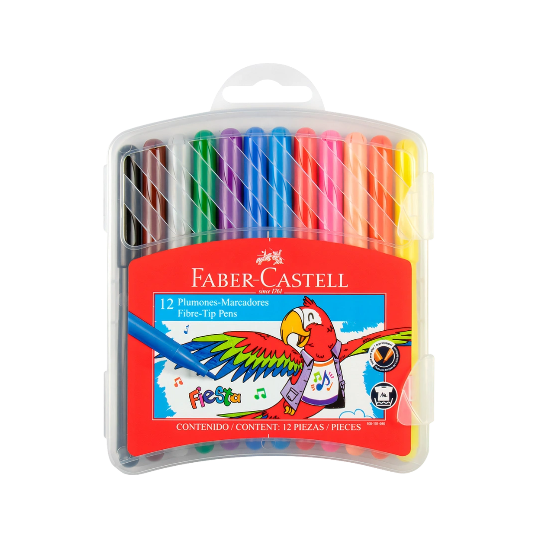 MARCADOR ESCOLAR FABER CASTELL FIESTA ESTUCHE 12 COLORES