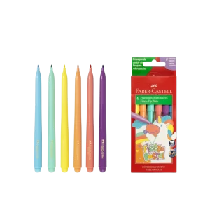 MARCADOR ESCOLAR FABER CASTELL FINO COLORES PASTEL 6 COLORES