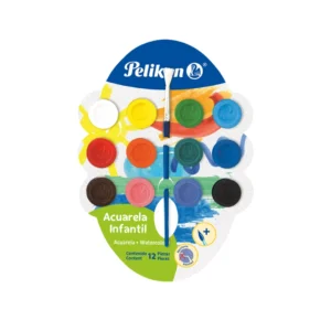 ACUARELA PELIKAN INFANTIL PALETA DE CARTON 12 COLORES
